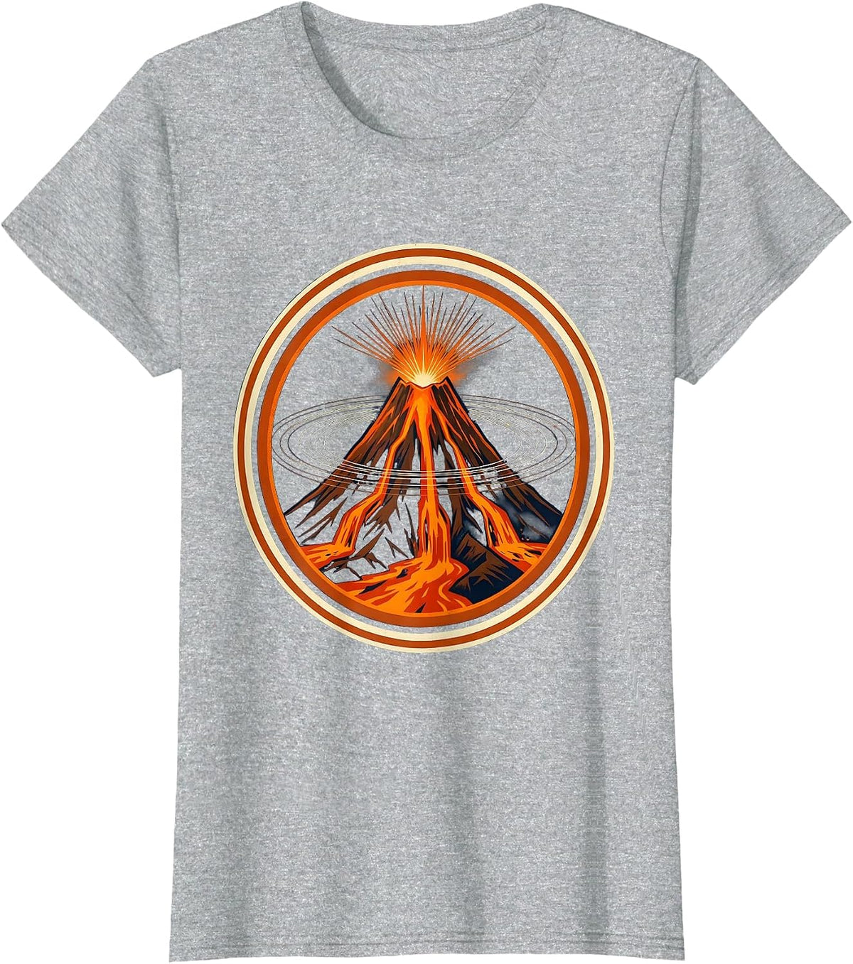 Hawaii Volcano Night Lava Eruption Graphic T-Shirt - Heather Grey