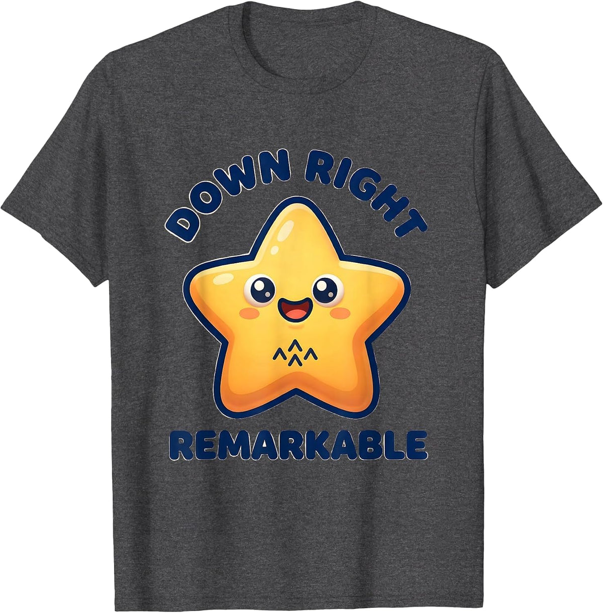Men's Down Right Remarkable Cute Kawaii Down Syndrome Awareness T-Shirt - Dark Heather Grey