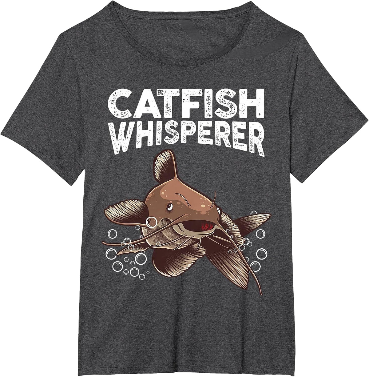 Funny Catfishing Design Men Women Catfish Hunter Whisperer T-Shirt - Dark Heather Grey