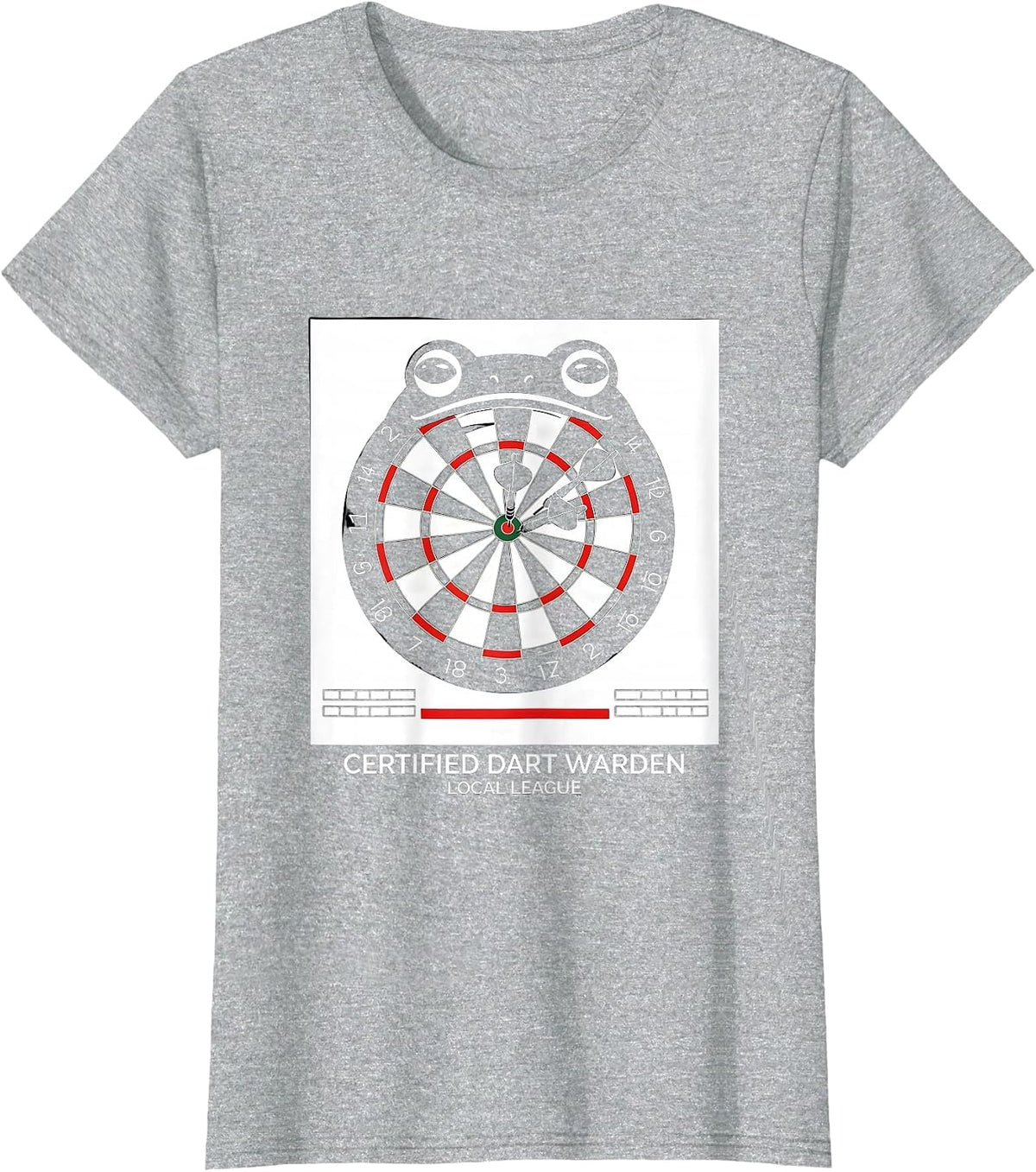 Women's Certified Dart Warden Local League Funny Grumpy Frog T-Shirt - Heather Grey