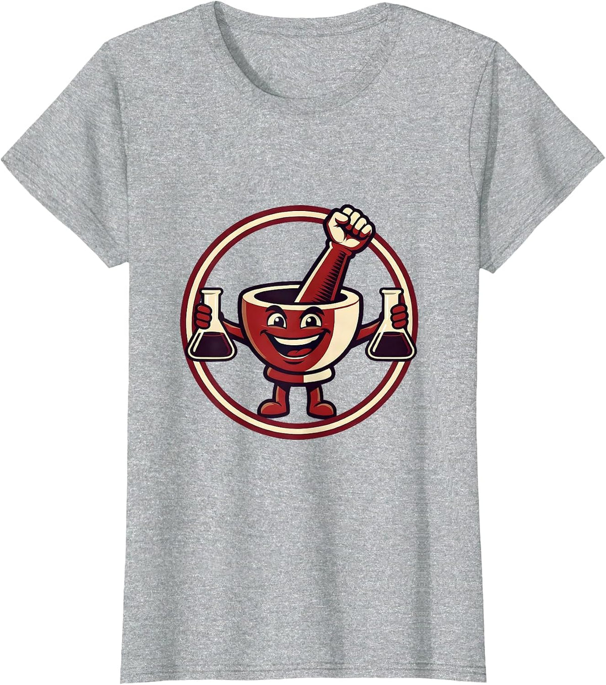 Mortar Pestle Chemistry Flask College Science T-Shirt - Heather Grey