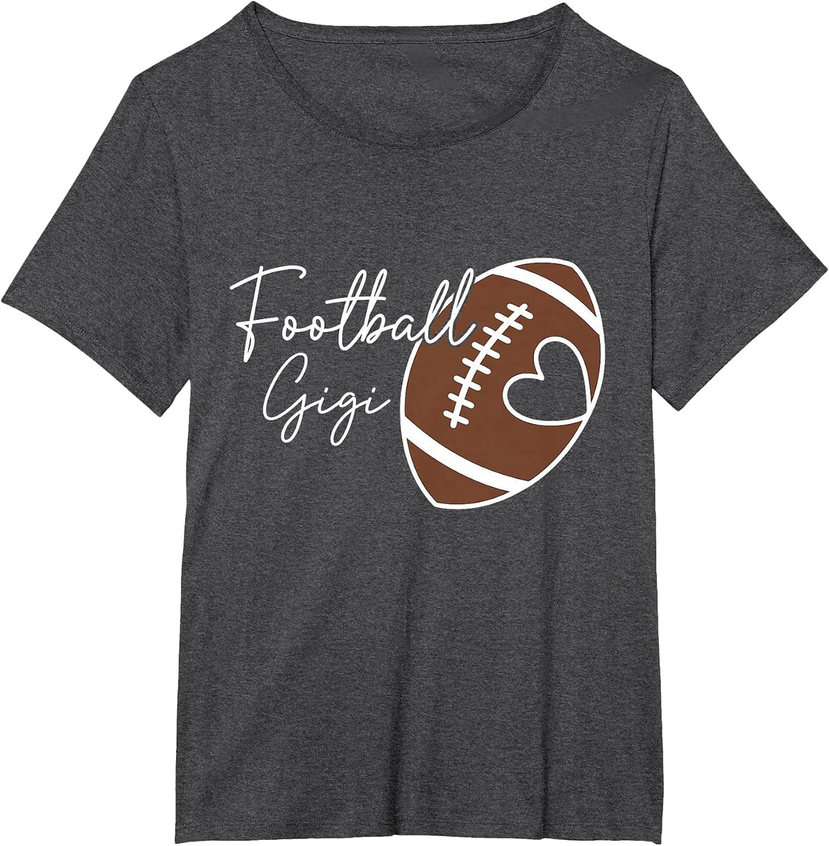 Football Gigi Love Football Player Heart T-Shirt - Dark Heather Grey