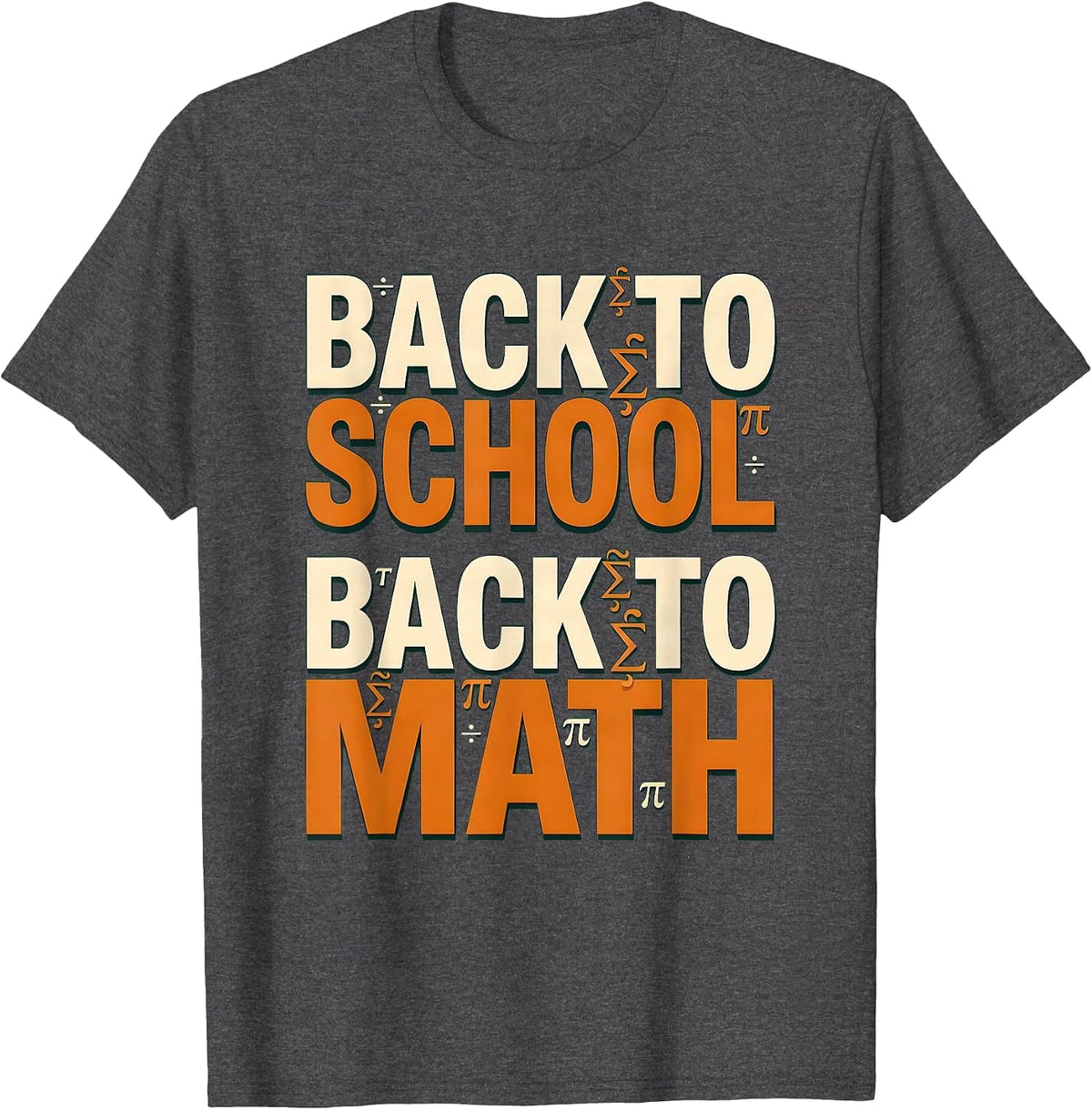 Men's Back to School Back to Math Teacher Design T-Shirt - Dark Heather Grey