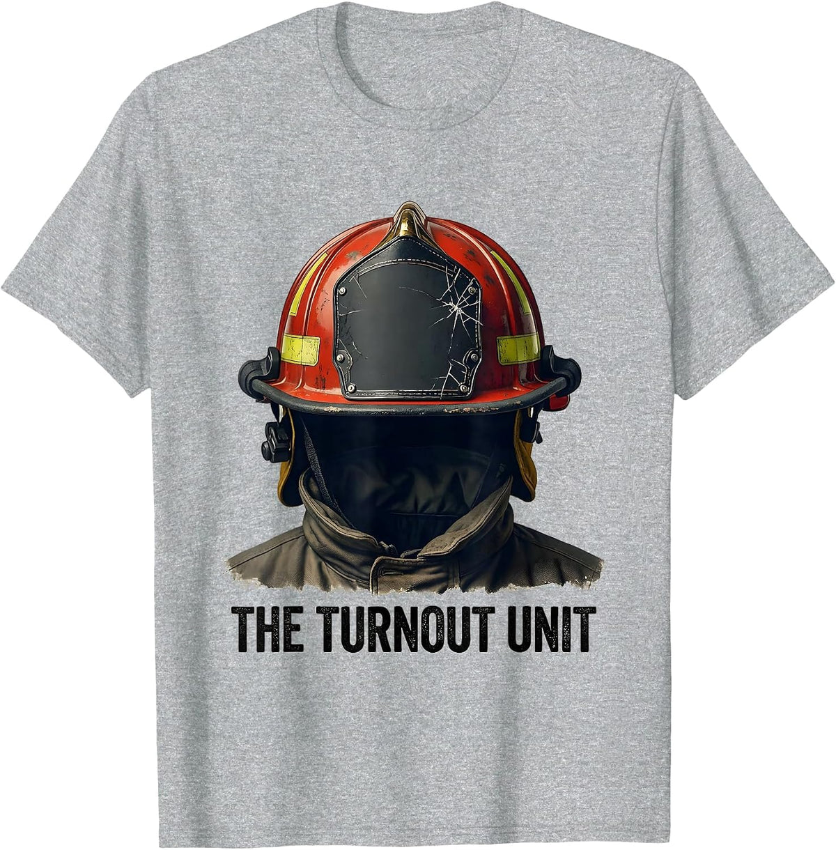 Men's THE TURNOUT UNIT Distressed Firefighter Humor Gift T-Shirt - Heather Grey