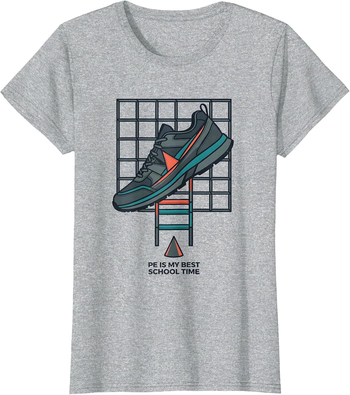 PE Is My Best School Time Funny PE Teacher Gym Class Back T-Shirt - Heather Grey
