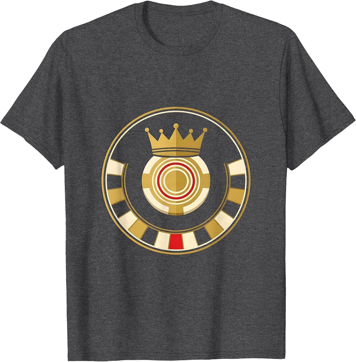 Men's Casino Seal Poker Chip Roulette Emblem Gambling Humor T-Shirt - Dark Heather Grey