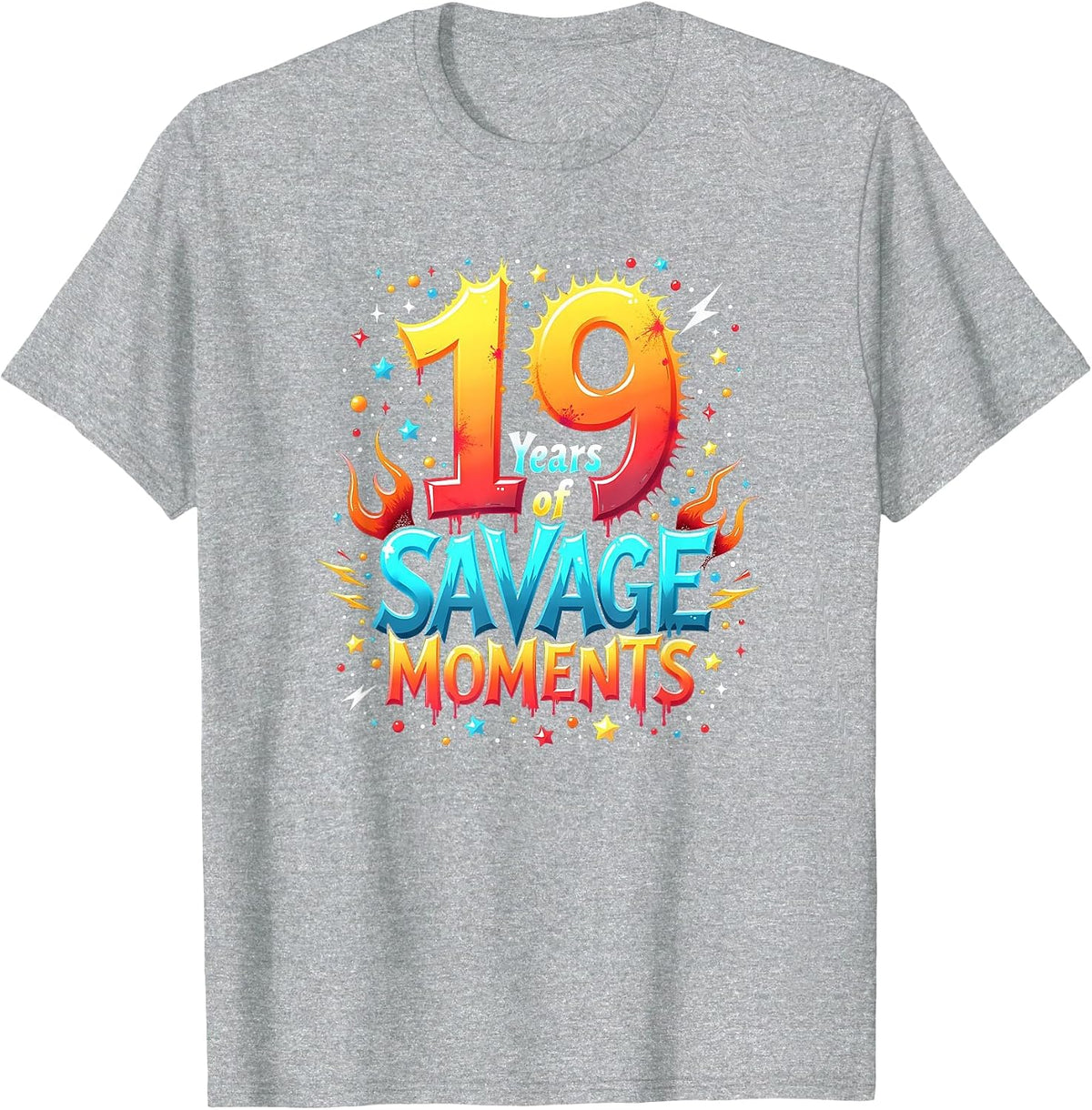 21 Year Old Gifts 19 Years of Savage Moments 21st Birthday Gift Celebration T-Shirt - Heather Grey