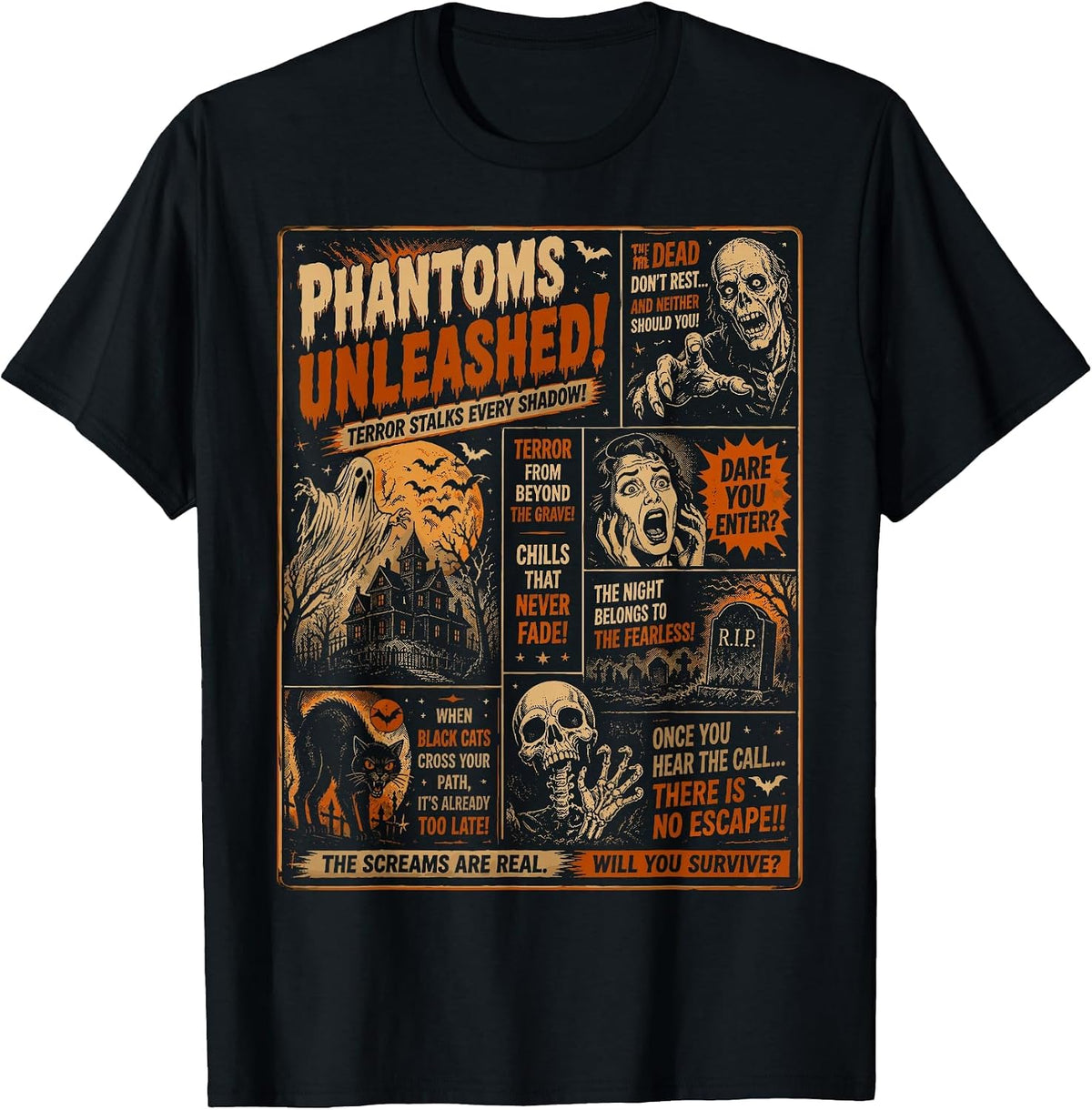 Halloween Vintage Horrorfest Poster Party Halloween T-Shirt - Black