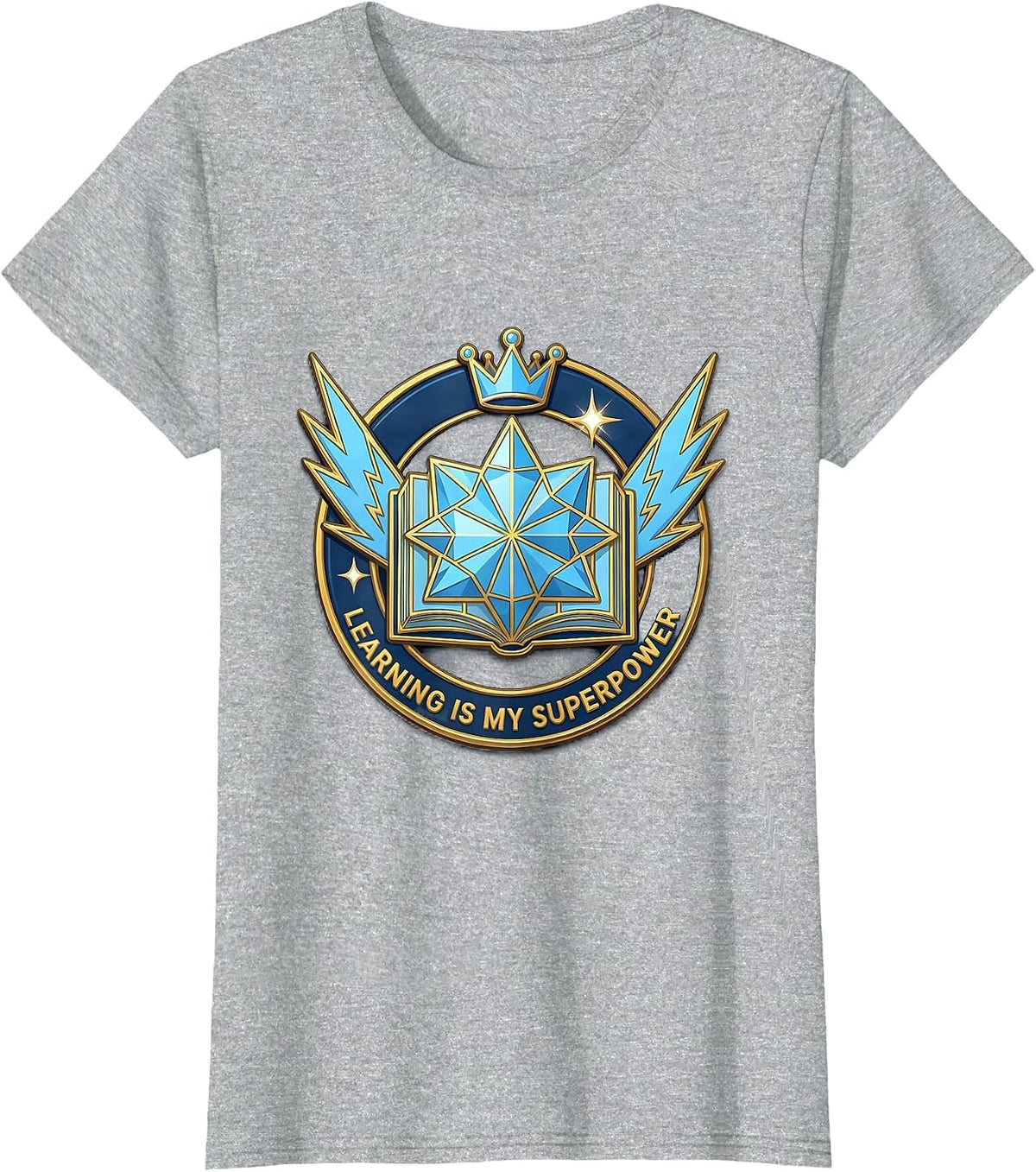 Learning Is My Superpower Back to School Design T-Shirt - Heather Grey