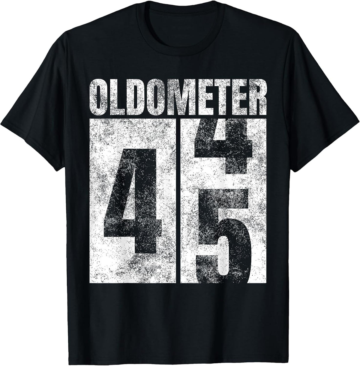 Oldometer 44-45 yrs Old Man Woman Bday Graphic 45th Birthday T-Shirt - Black