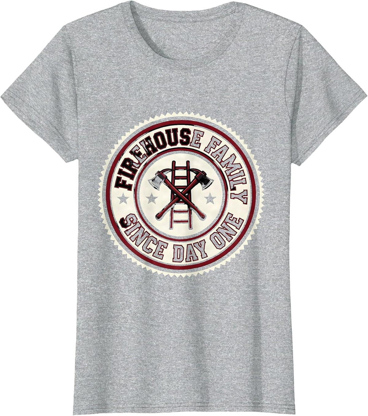 Firehouse Family Since Day One Sports Firefighter Pride T-Shirt - Heather Grey