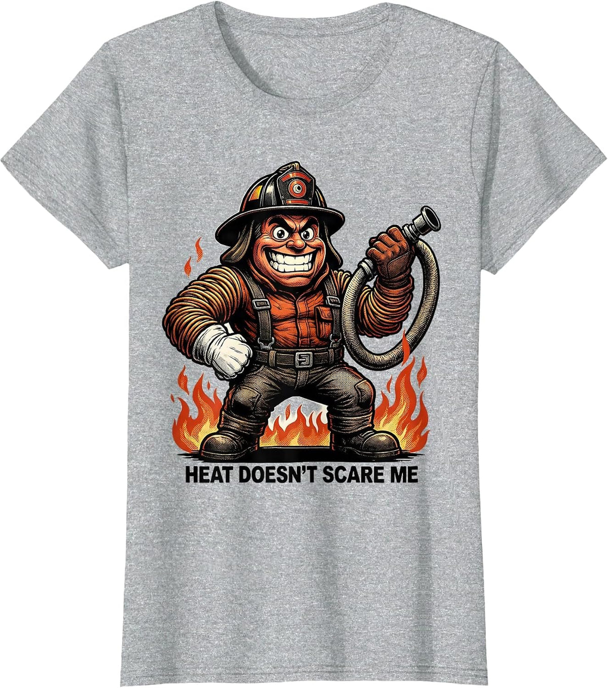 Women's Heat Doesn't Scare Me Firefighter Design T-Shirt - Heather Grey