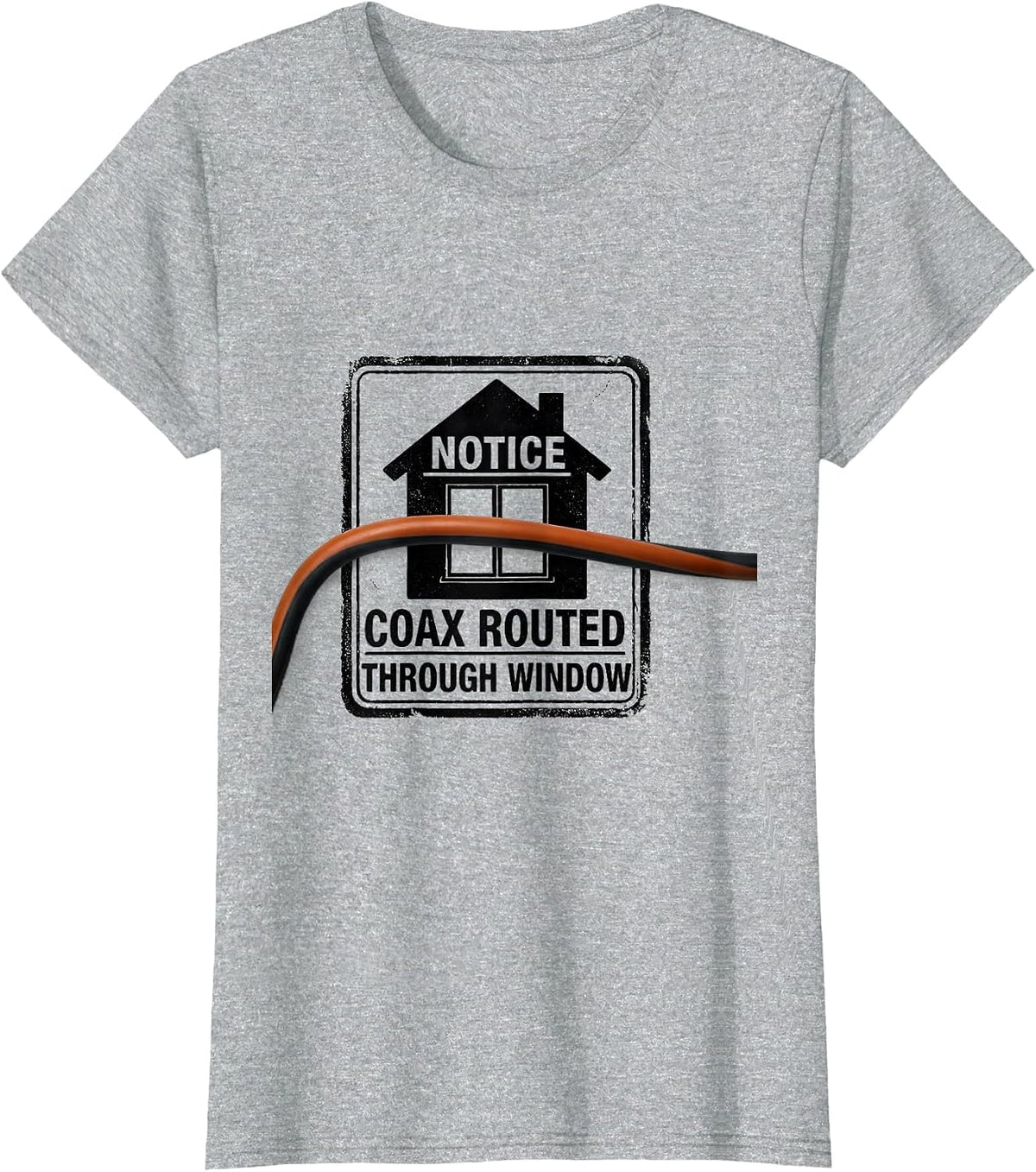 Women's Notice Coax Routed Through Window Funny Ham Radio Operator T-Shirt - Heather Grey
