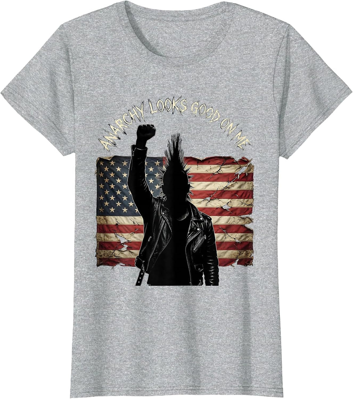 Anarchy Looks Good On Me Punk Design T-Shirt - Heather Grey