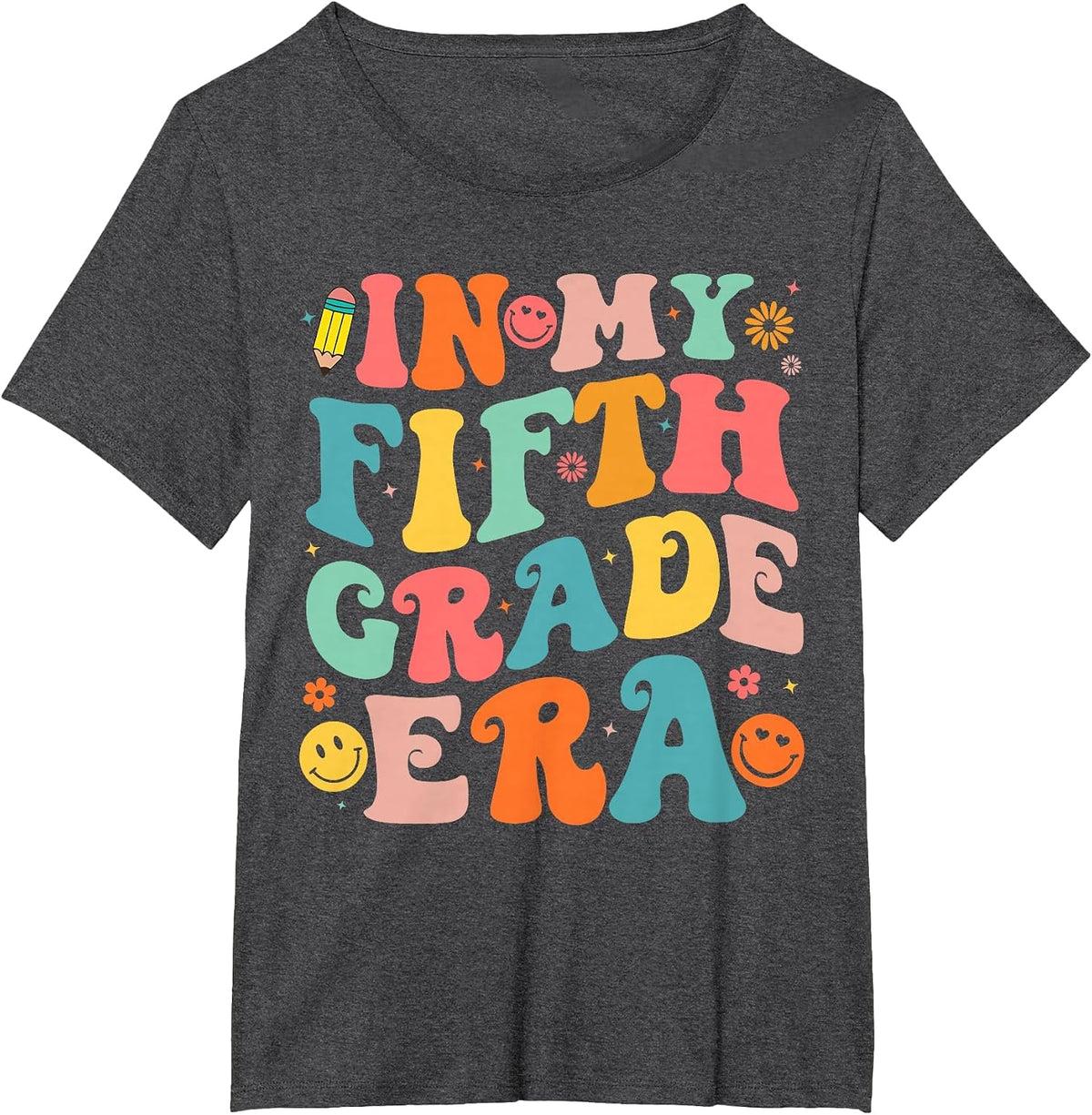 in My Fifth Grade Era 5th Grade Teacher Back to School T-Shirt - Dark Heather Grey