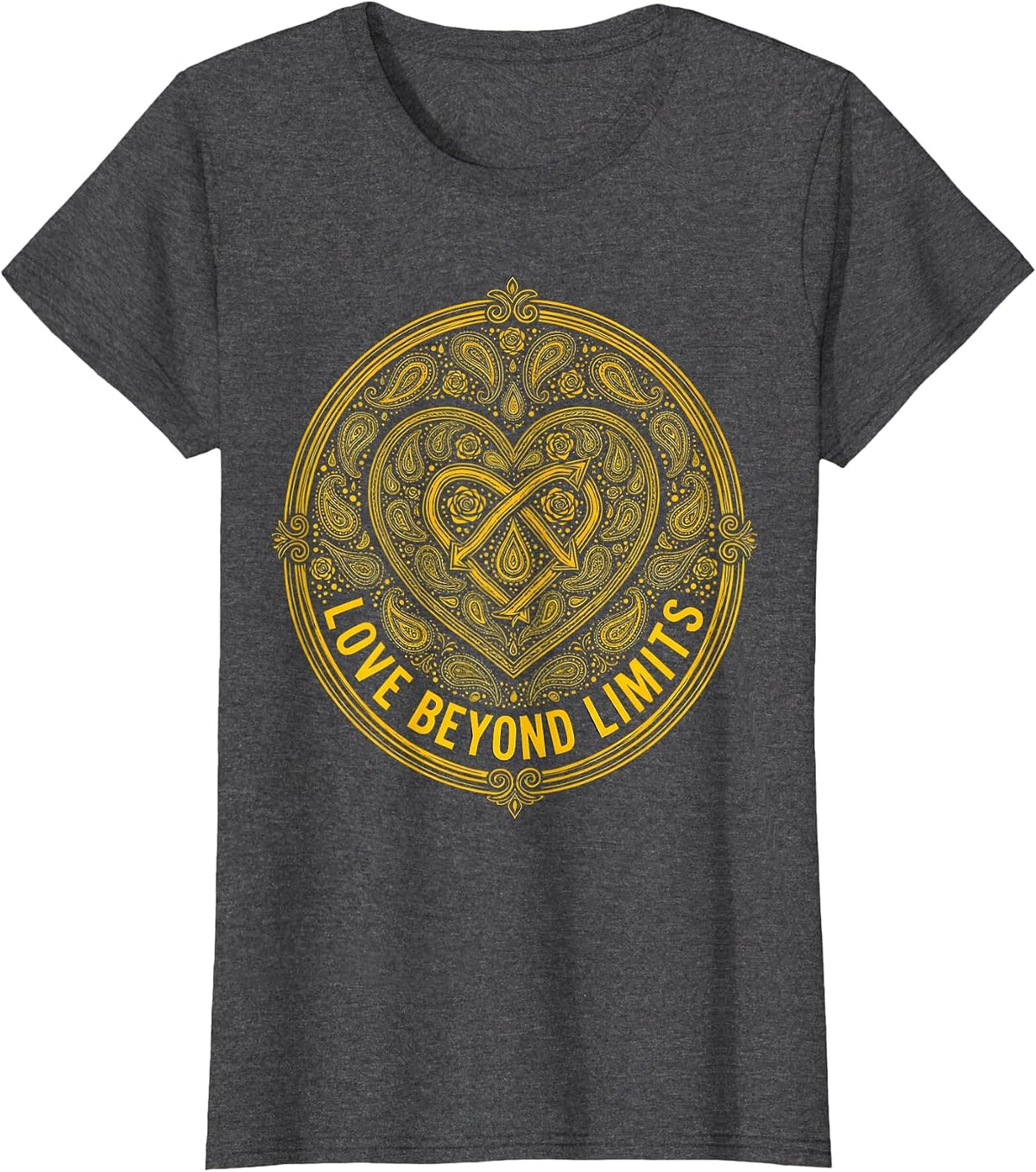 Women's Love Beyond Limits Down Syndrome Awareness Design T-Shirt - Dark Heather Grey