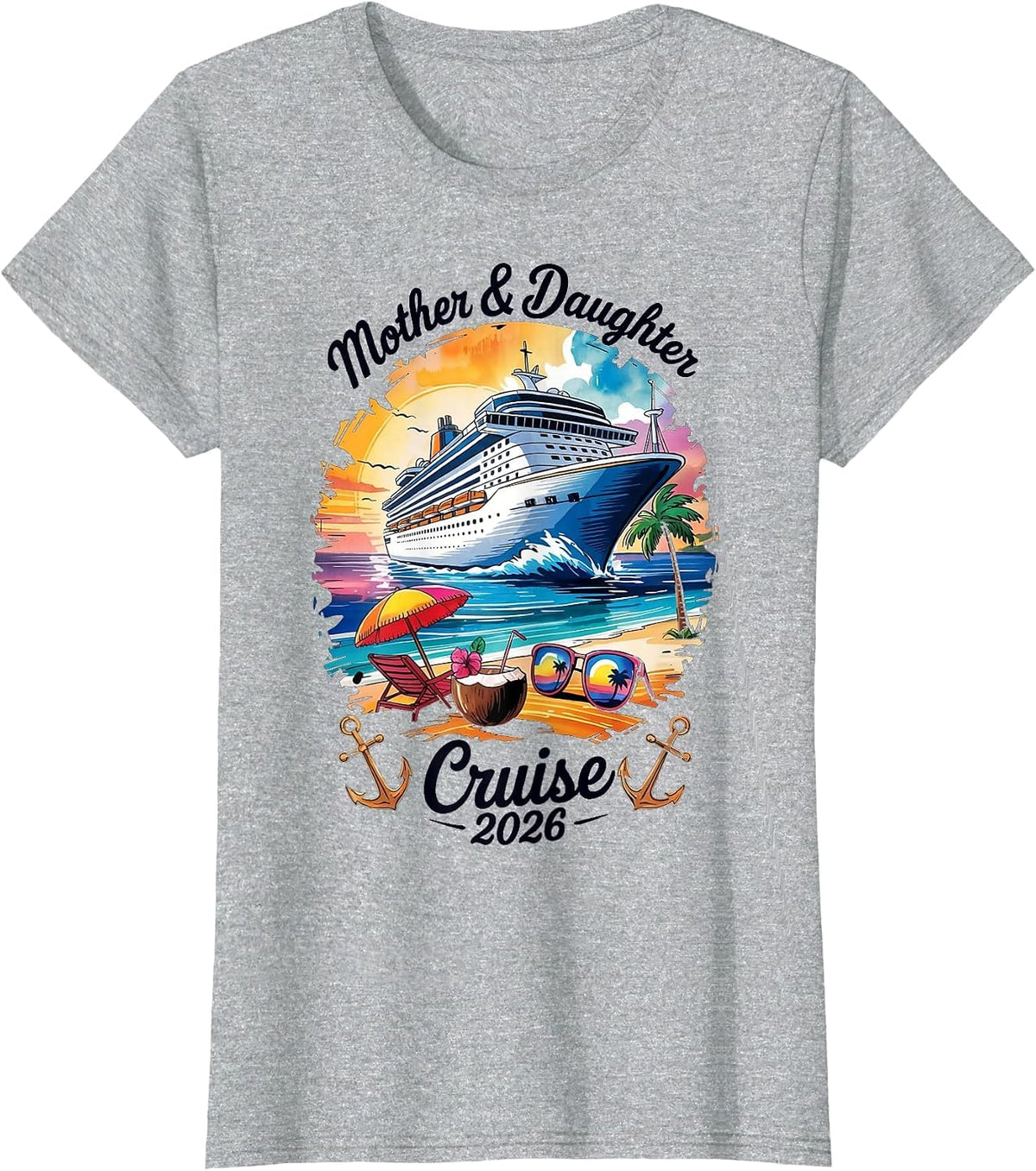 Mother Daughter Cruise 2026 Vacation Trip Matching Family T-Shirt - Heather Grey