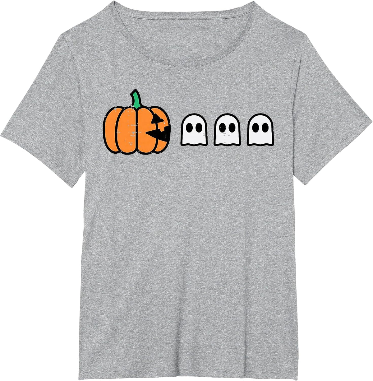 Halloween Gamer Pumpkin Eating Ghost Costume Men Boys Kids T-Shirt - Heather Grey