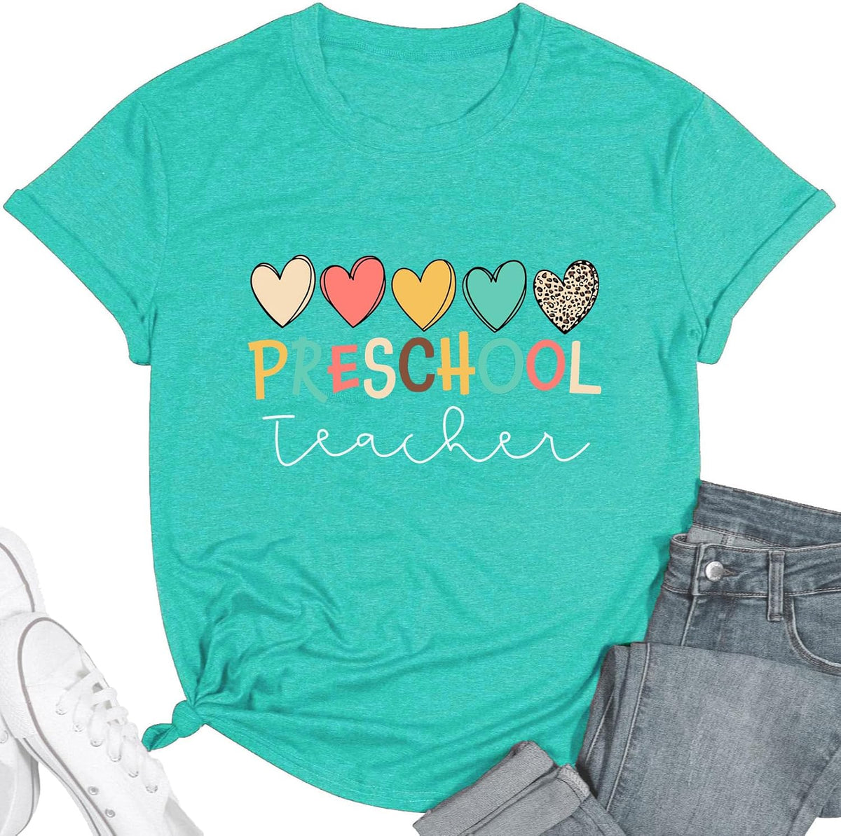 Preschool Teacher Shirts for Women Kindergarten Inspirational Letter Print Special Education Shirts Crew Neck Tee Tops - A