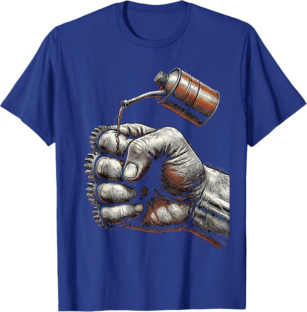 Men's Valley Forge Automotive Oil Can Mechanic Fist T-Shirt - Royal Blue