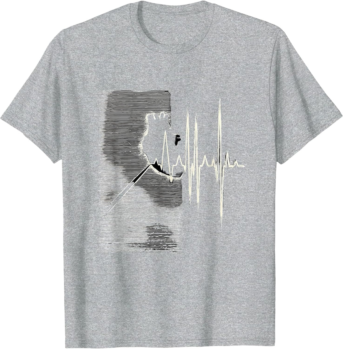 Men's Cardiac Waveform Scratchboard EKG Humor Medical T-Shirt - Heather Grey