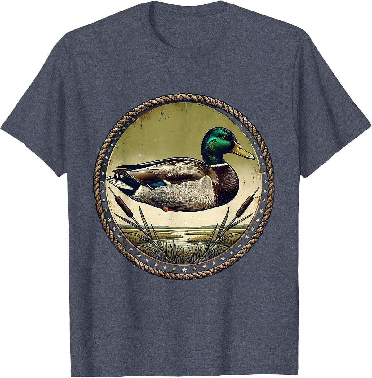 Mallard Duck Vintage Hunting Waterfowl Hunter Gift T-Shirt - Heather Blue
