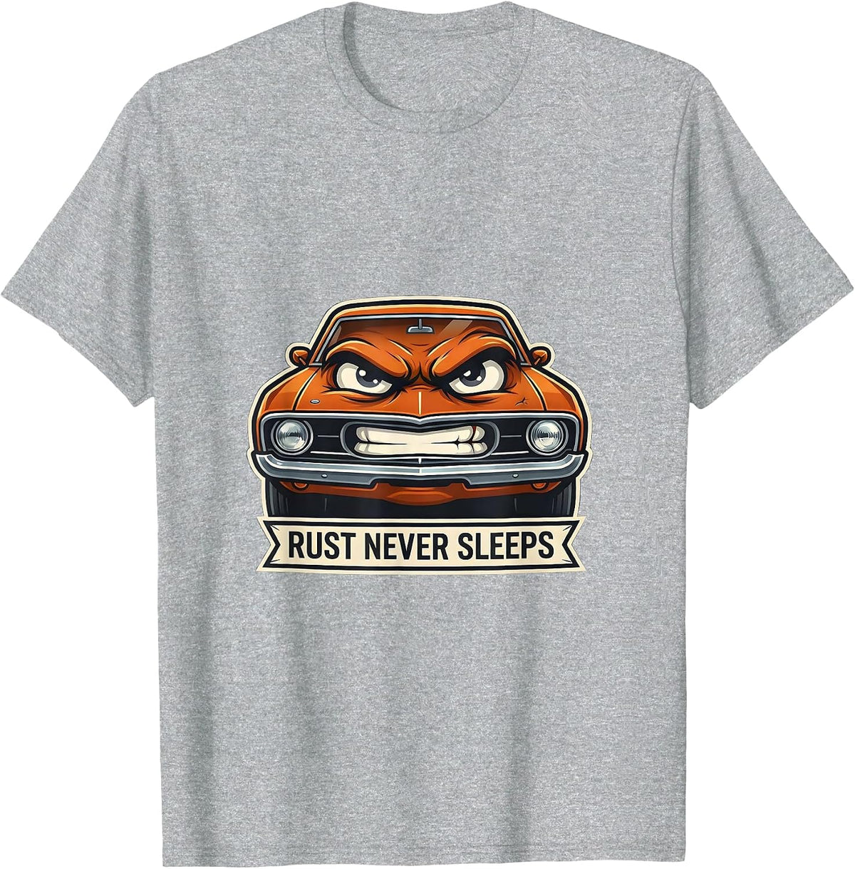 Men's Rust Never Sleeps Classic Car Enthusiast Design T-Shirt - Heather Grey