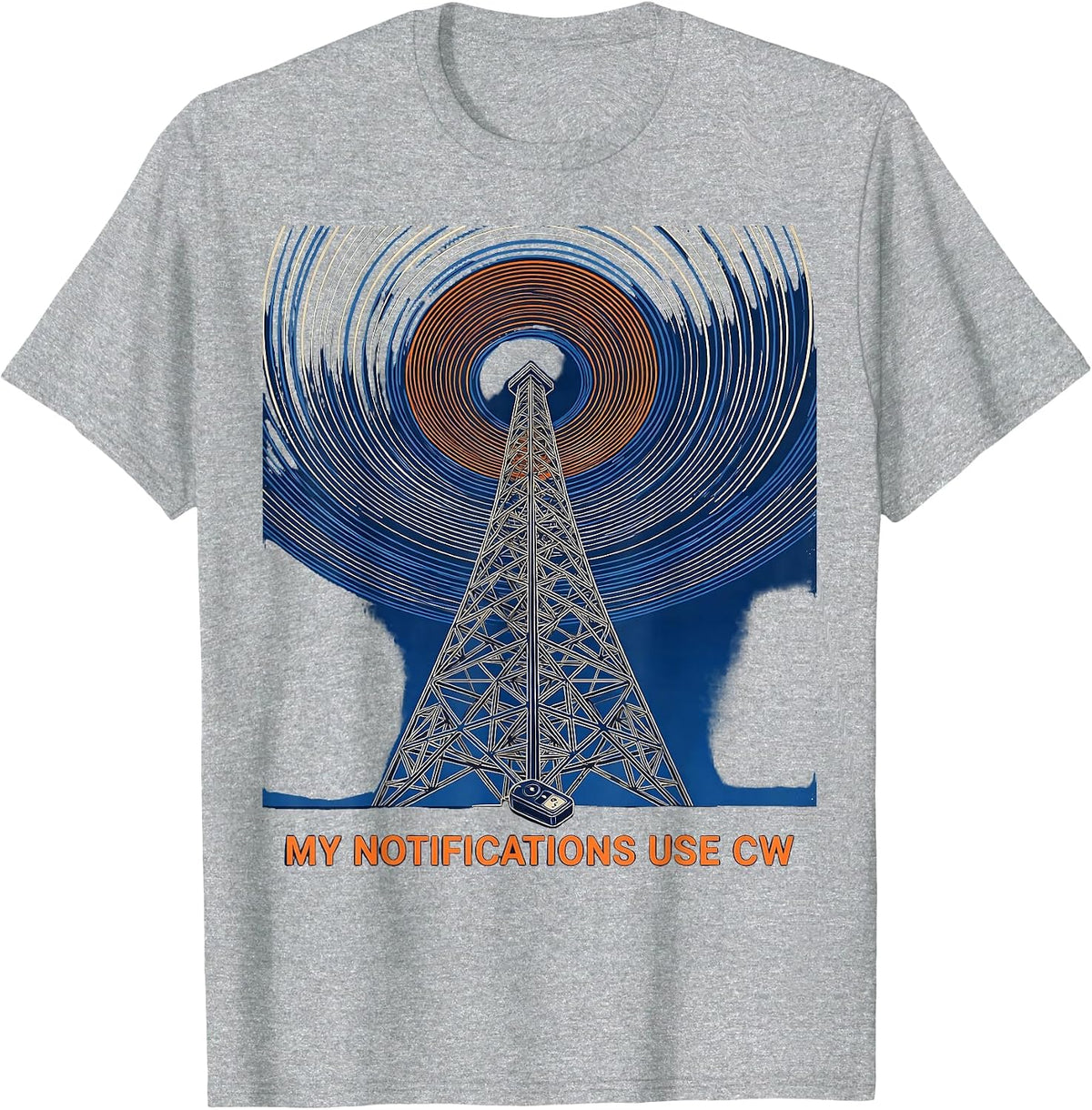 Men's My Notifications Use CW Retro Futurist Ham Radio Operator T-Shirt - Heather Grey