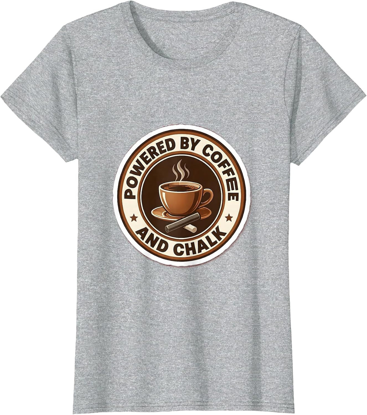 Powered by Coffee and Chalk 5th Grade Teacher T-Shirt - Heather Grey