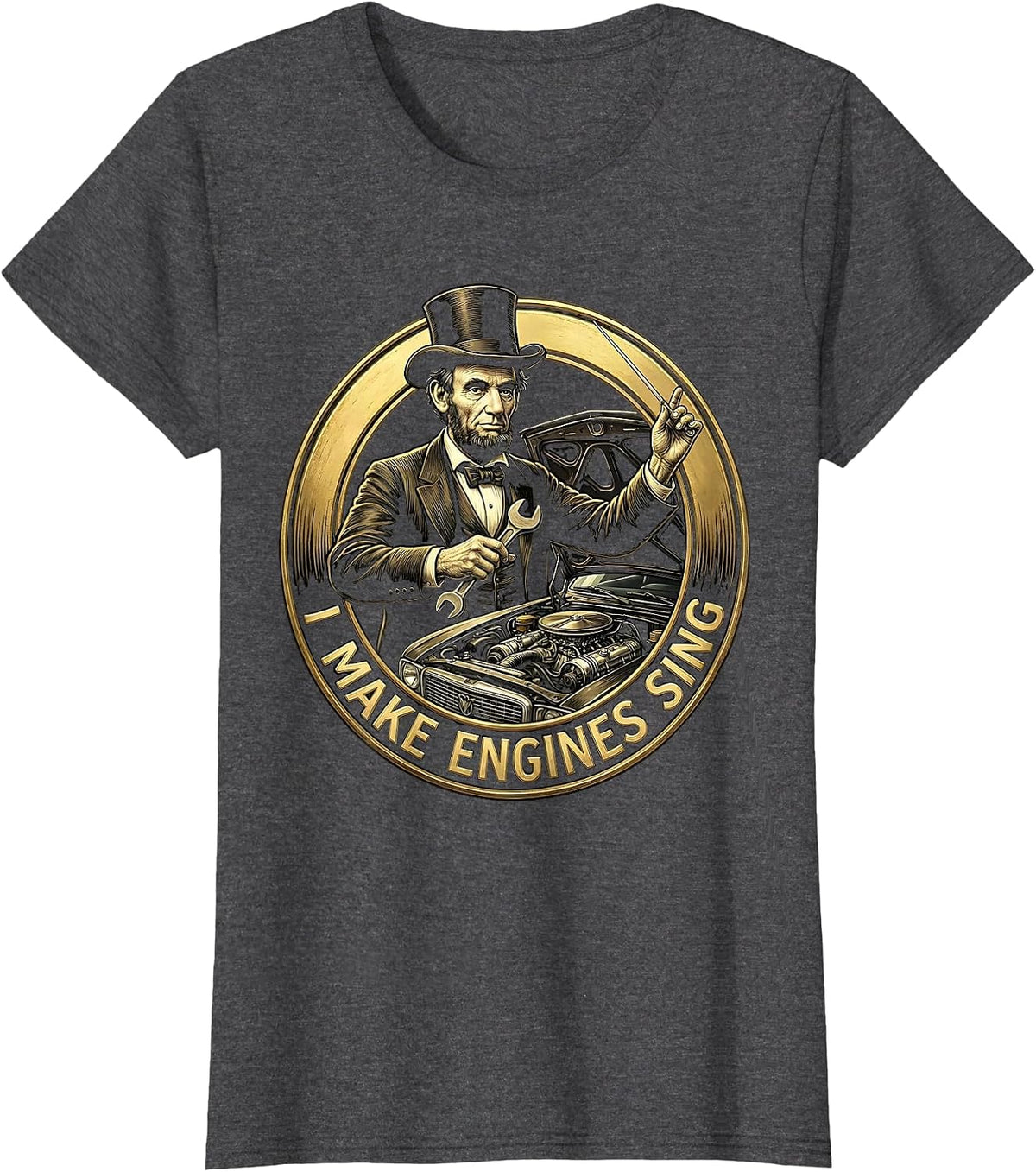 Women's I Make Engines Sing Mechanic Pride Design T-Shirt - Dark Heather Grey