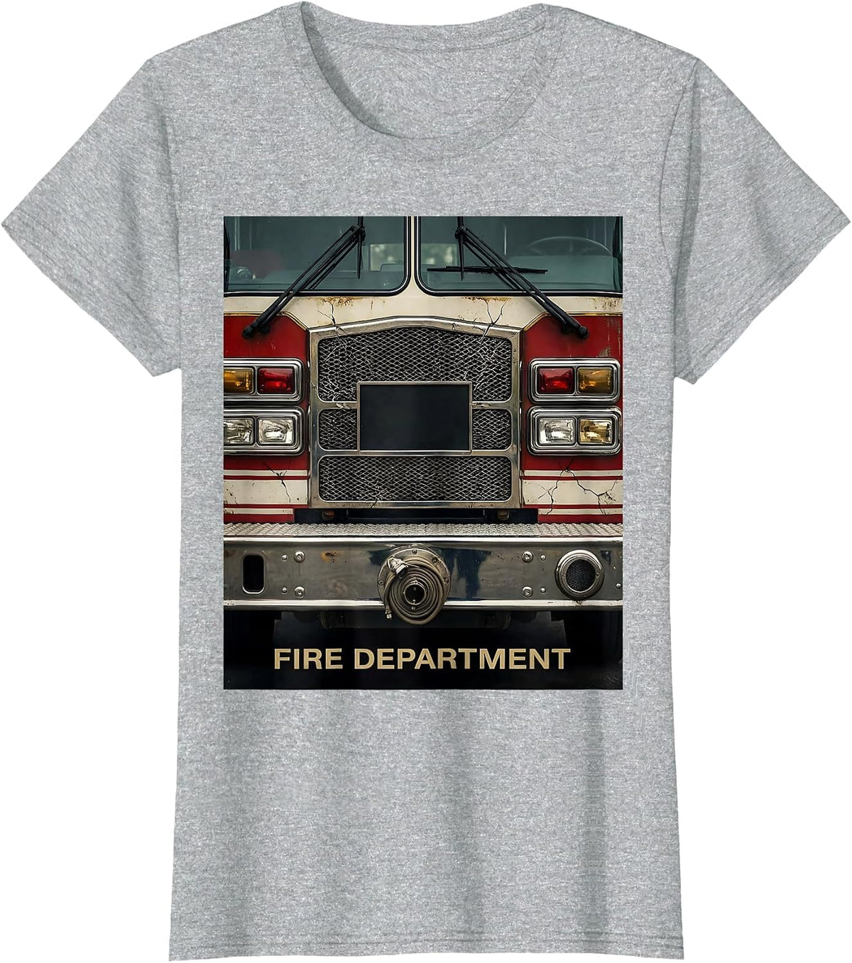 Women's Fire Department Distressed Firefighter Pride Humor Fireman T-Shirt - Heather Grey