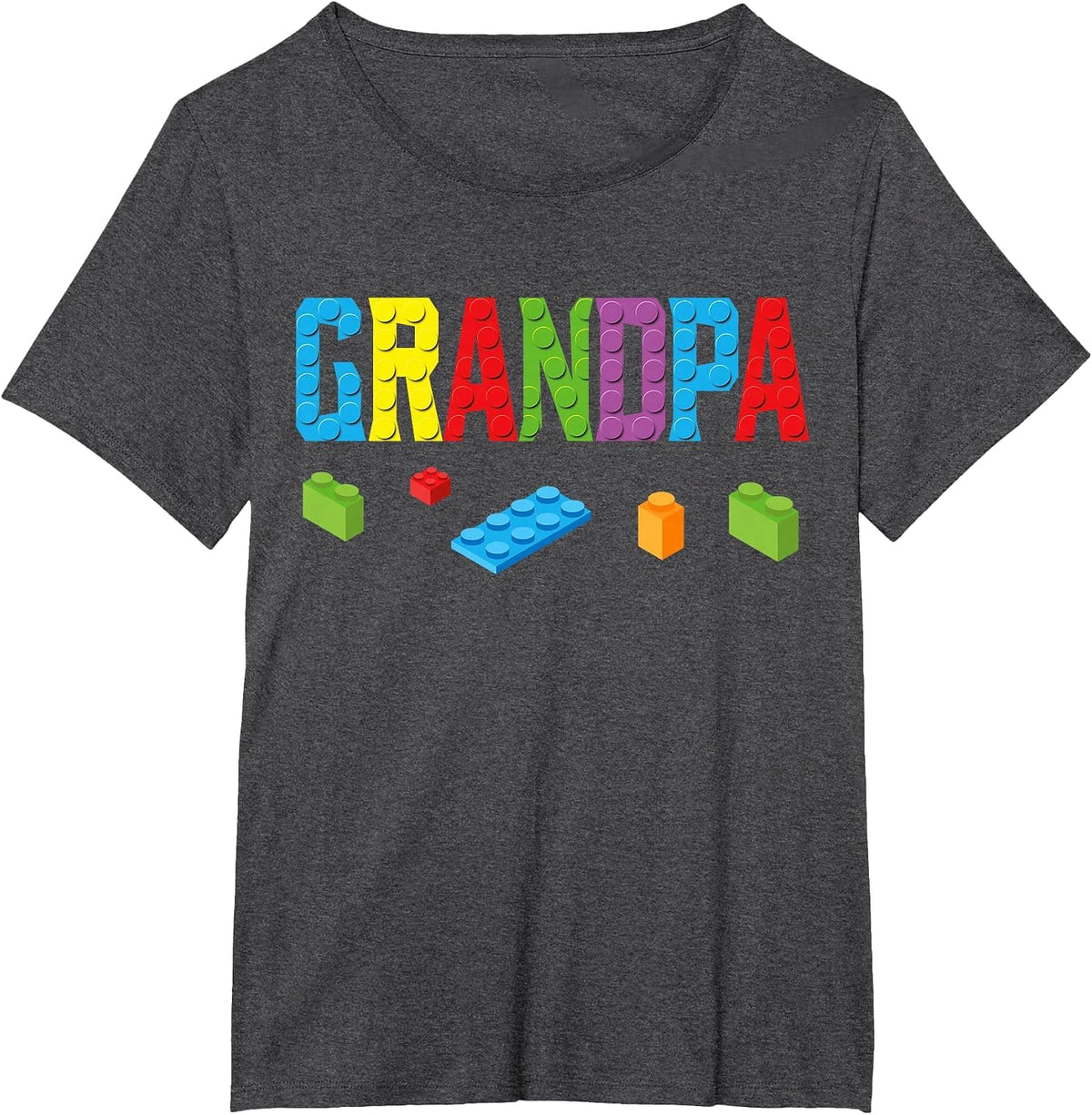 Grandpa Master Builder Building Bricks Blocks Family Set T-Shirt - Dark Heather Grey