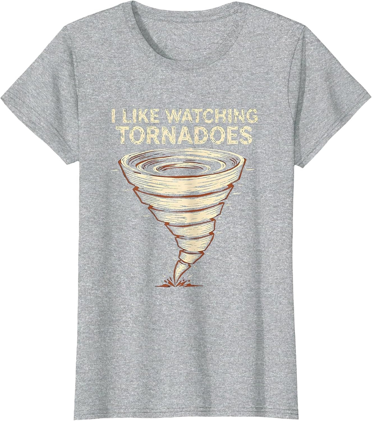 I Like Watching Tornadoes Linocut Storm Chaser Meteorology T-Shirt - Heather Grey