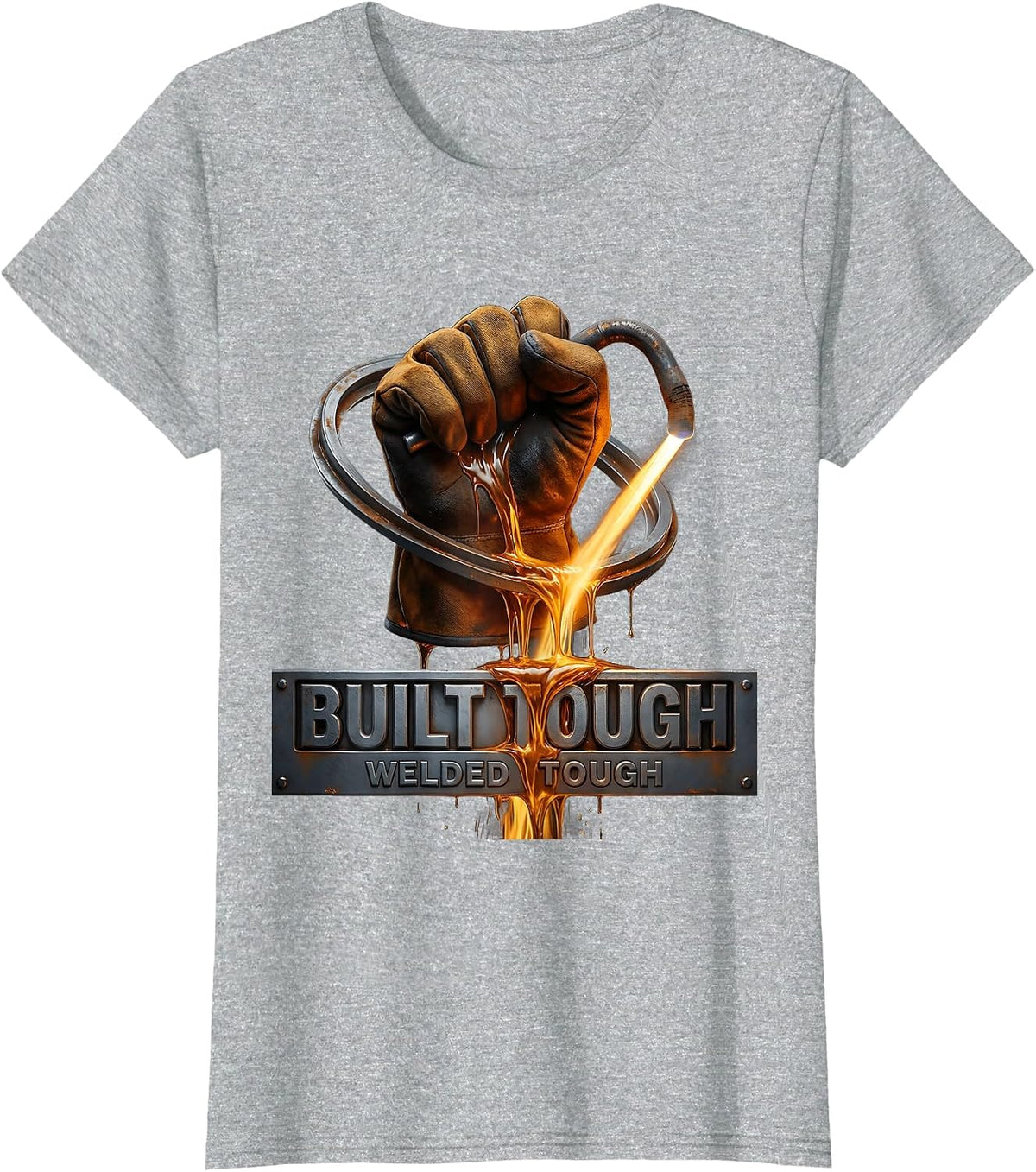 Built Tough Welded Tough Welder Pride Design T-Shirt - Heather Grey