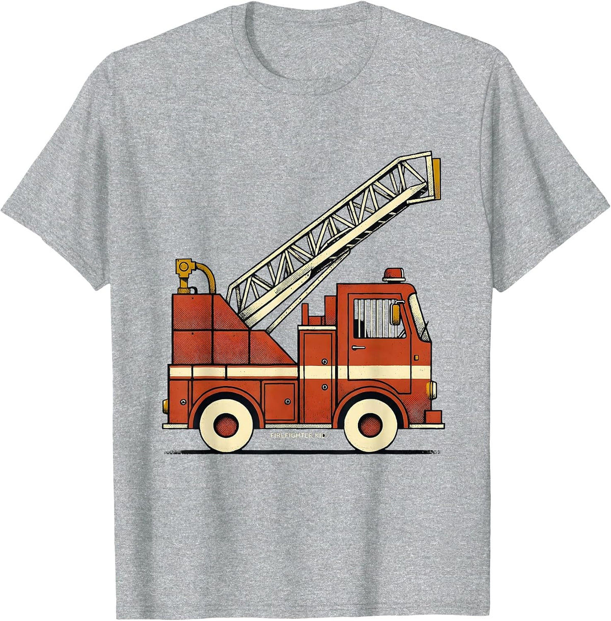 Men's Firefighter Kid Midcentury Modern Fire Truck Toddler T-Shirt - Heather Grey