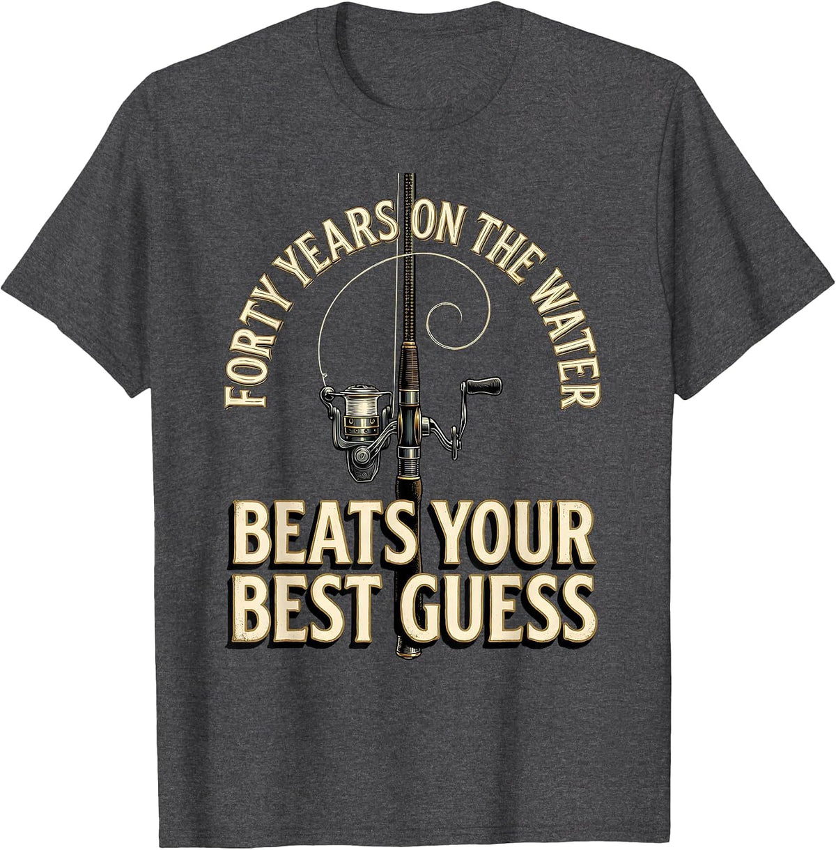Men's Forty Years On The Water Beats Your Best Guess Biker T-Shirt - Dark Heather Grey