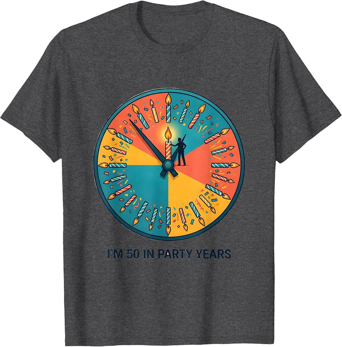 I’m 50 In Party Years Funny Milestone Birthday Humor T-Shirt - Dark Heather Grey