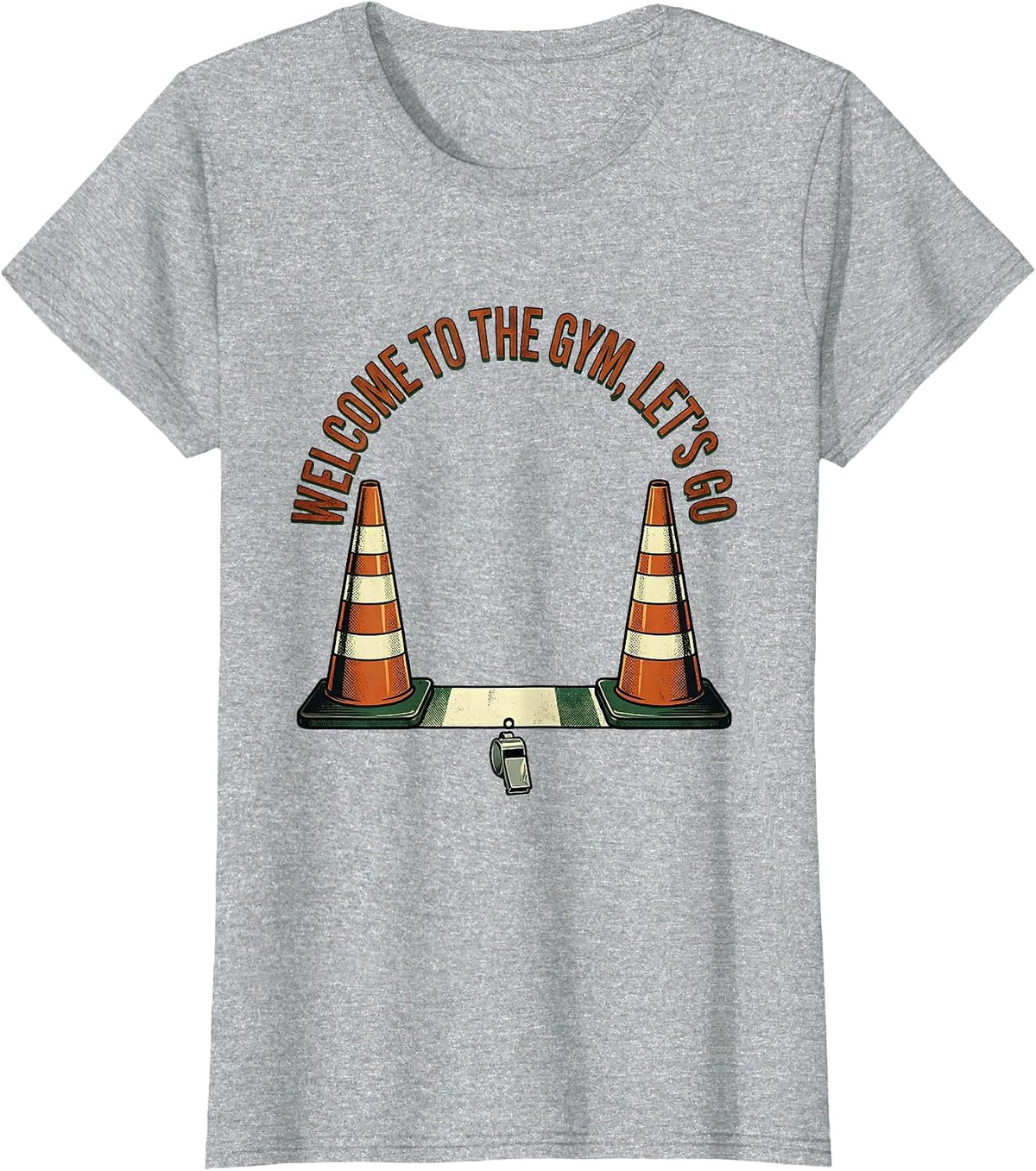 Women's Welcome To The Gym Let's Go Vintage PE Teacher Back T-Shirt - Heather Grey