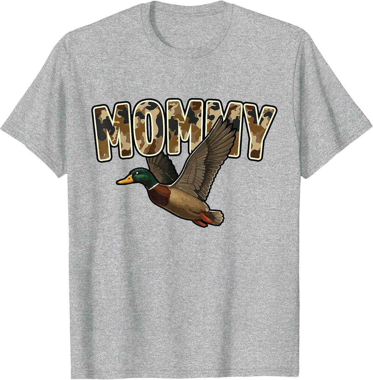 Camouflage Vintage Mallard Duck Retro Camo Hunting Mommy T-Shirt - Heather Grey