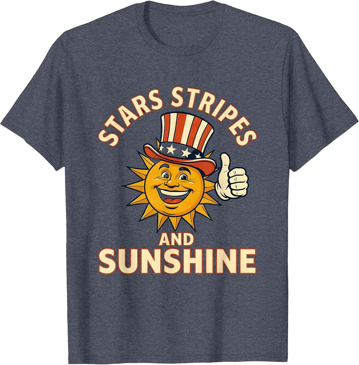 Stars Stripes and Sunshine USA Patriotic Design T-Shirt - Heather Blue