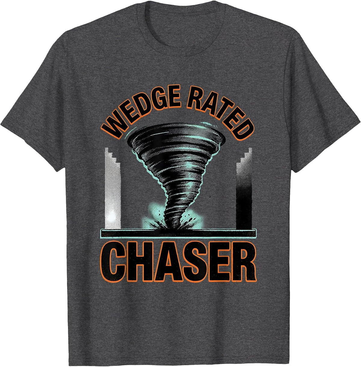 Men's Wedge Rated Chaser Funny Storm Chaser Tornado Enthusiast T-Shirt - Dark Heather Grey