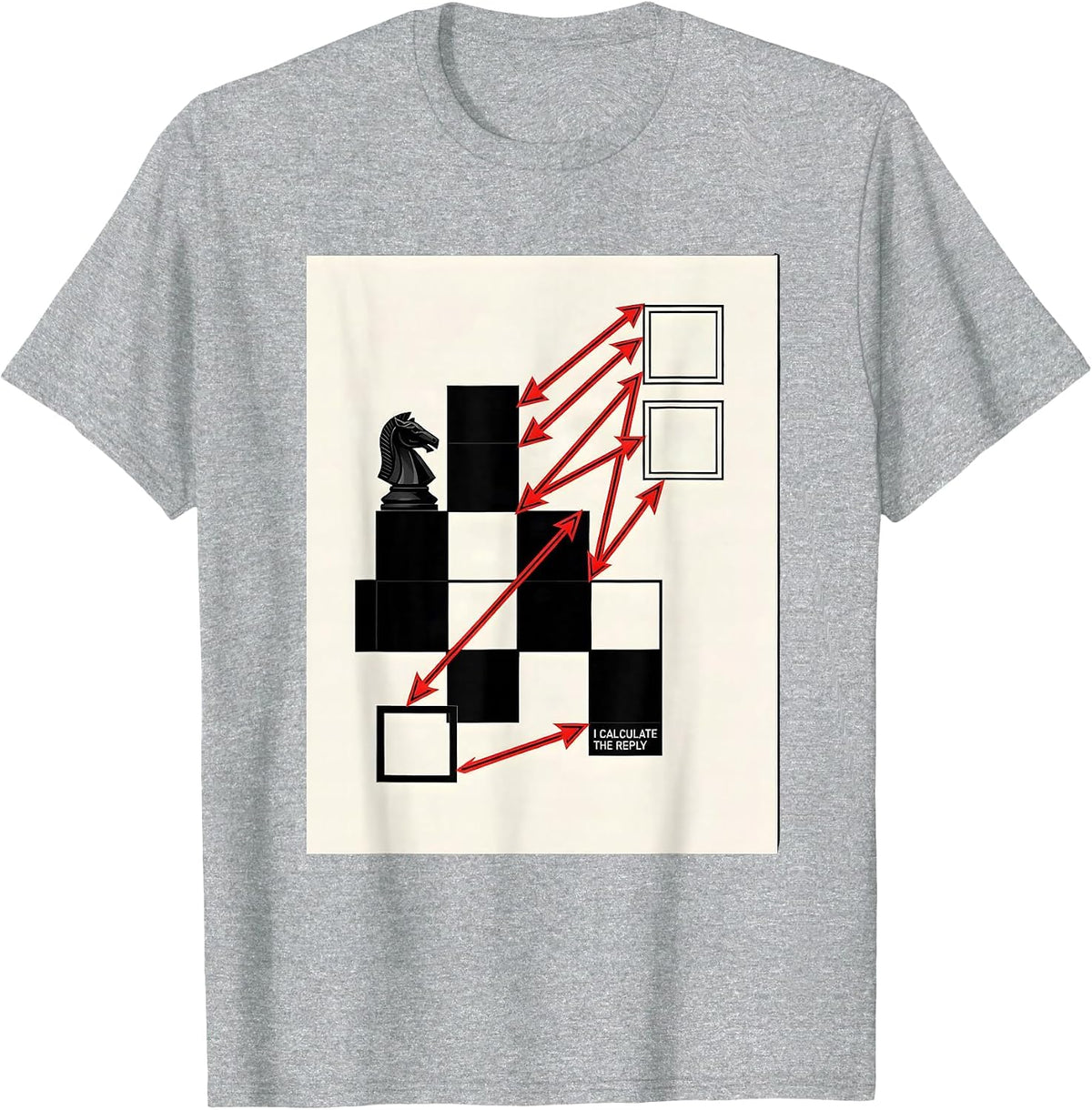 Men's I Calculate The Reply Funny Chess Player Chess Club Humor T-Shirt - Heather Grey