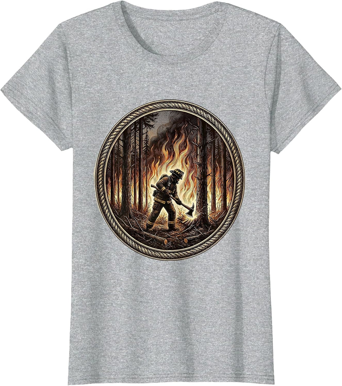 Firefighter Firebreak Forest Blaze Graphic T-Shirt - Heather Grey