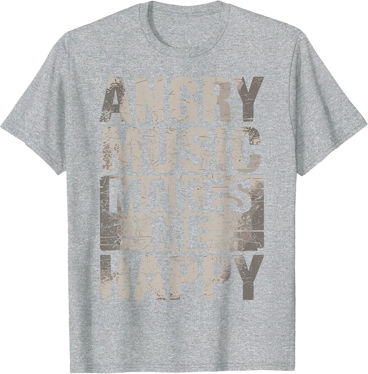 Angry Music Makes Happy Tee Extreme Death Heavy Metal Fan T-Shirt - Heather Grey