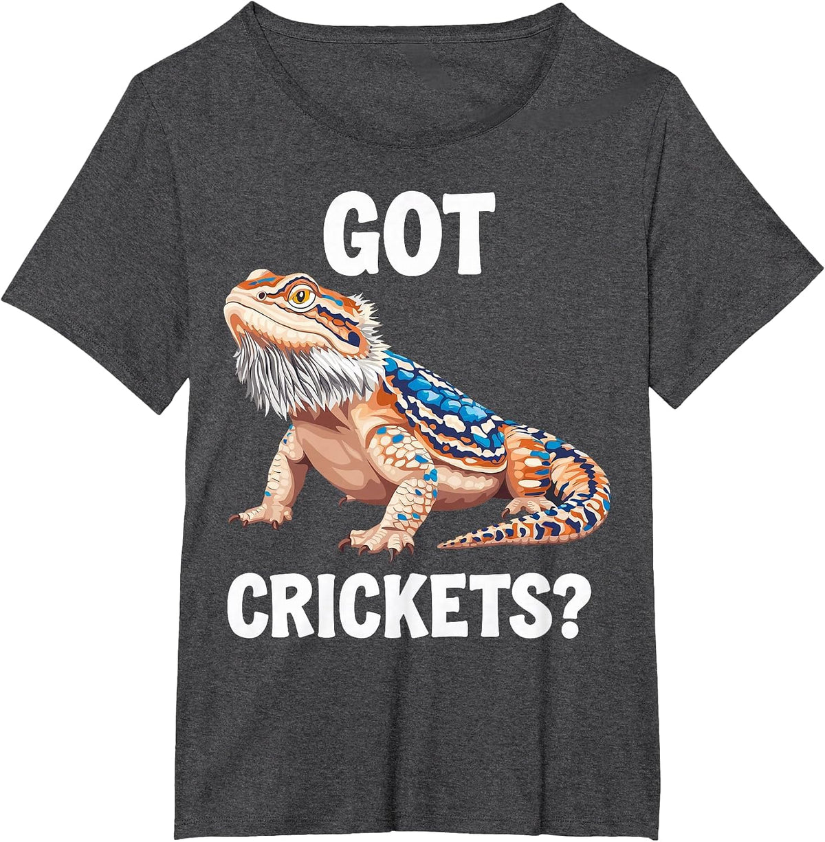 Bearded Dragon Lover Retro Got Crickets Tiny Dinosaur T-Shirt - Dark Heather Grey