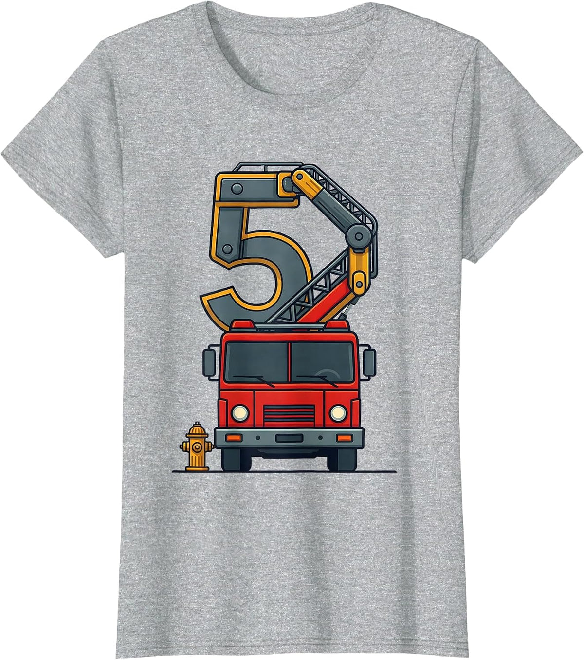 Women's Fire Truck Ladder Age Kids Toddler Firefighter T-Shirt - Heather Grey