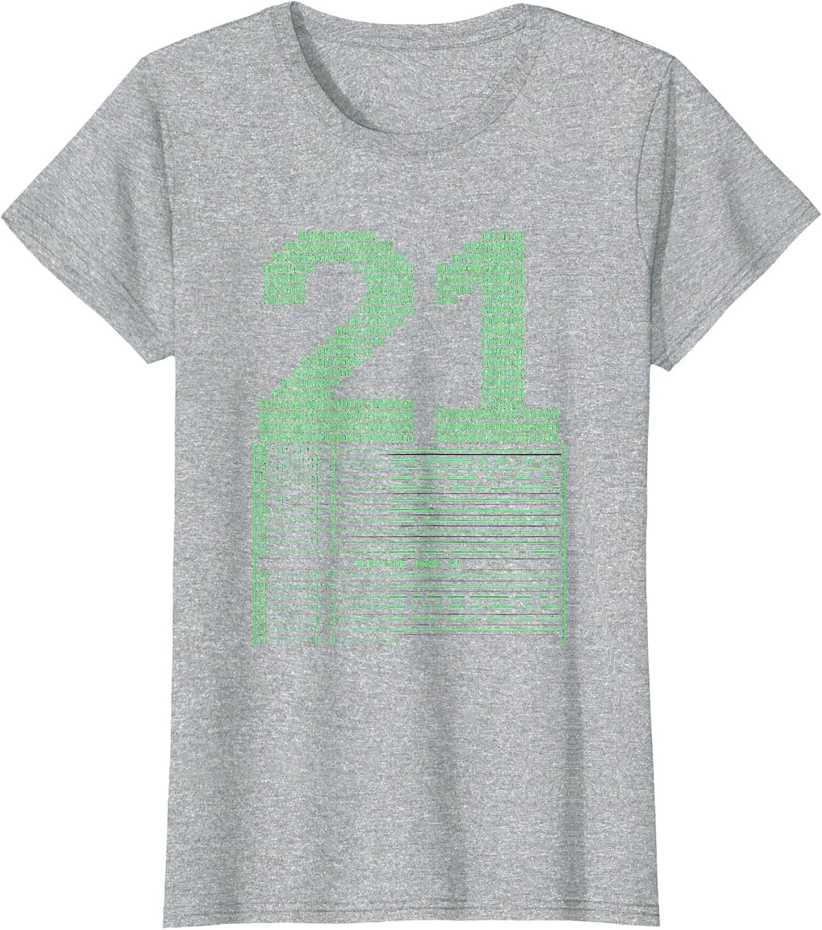 Women's Playtime Rank 21 Ascii Terminal Art Gamer Birthday Milestone T-Shirt - Heather Grey