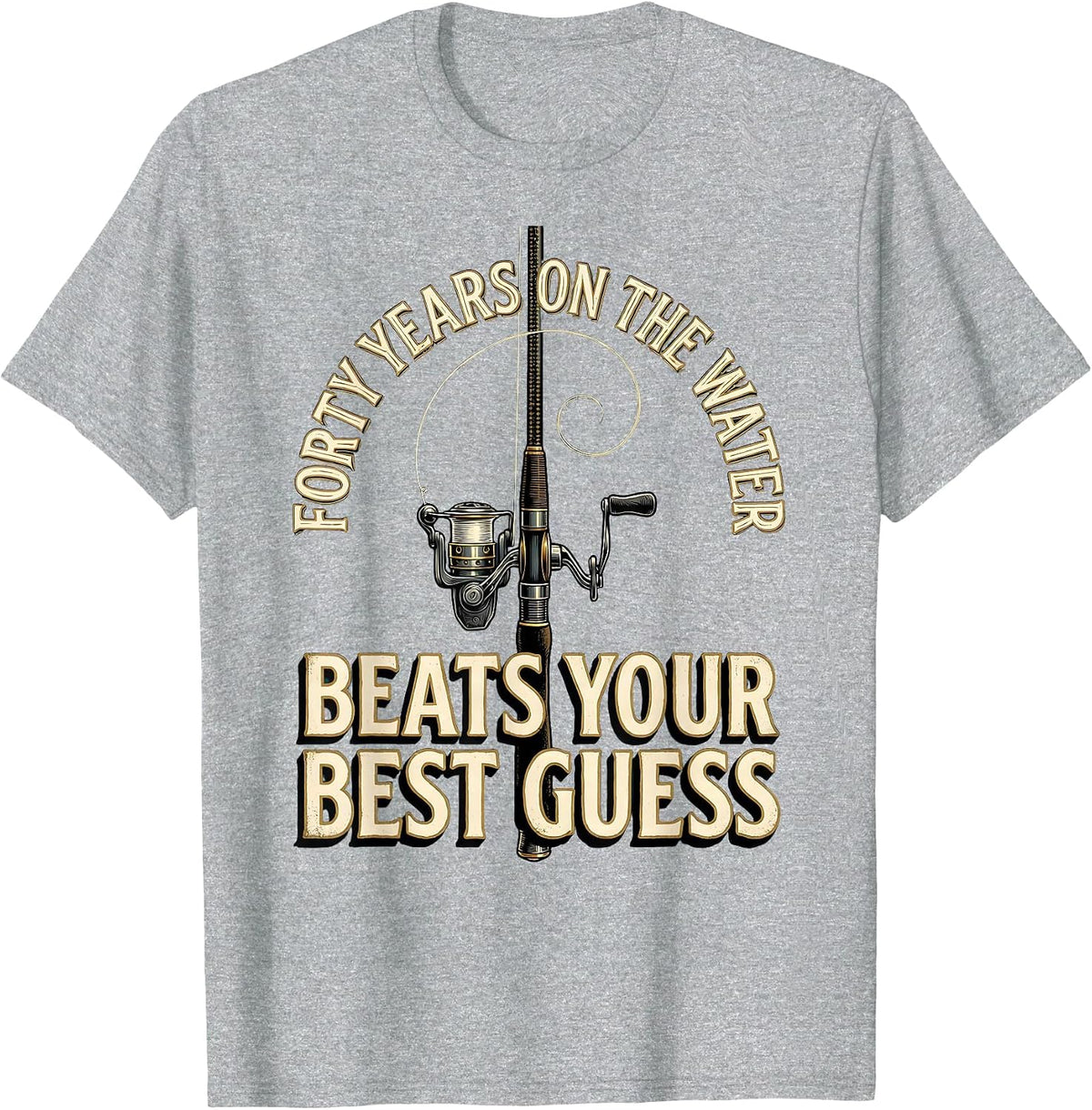 Men's Forty Years On The Water Beats Your Best Guess Biker T-Shirt - Heather Grey