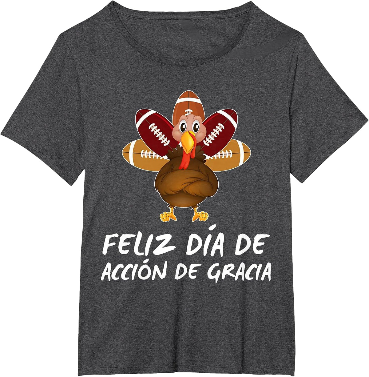 Dia de accion de Gracia Thanksgiving Spanish Speaking Turkey T-Shirt - Dark Heather Grey