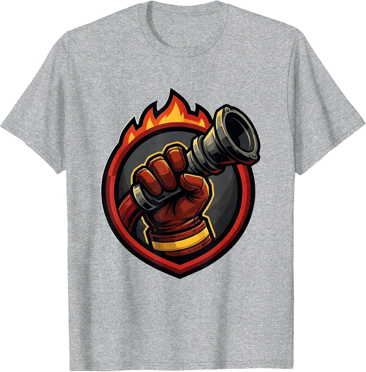 Men's Firefighter Grip Fire Hose Nozzle Graphic T-Shirt - Heather Grey